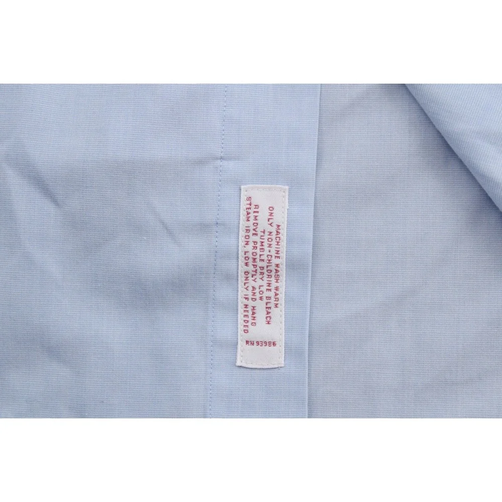 Classic Short Sleeve Button Down Shirt 17 Blue Non-Iron Madison Brooks Brothers - Picture 5 of 6